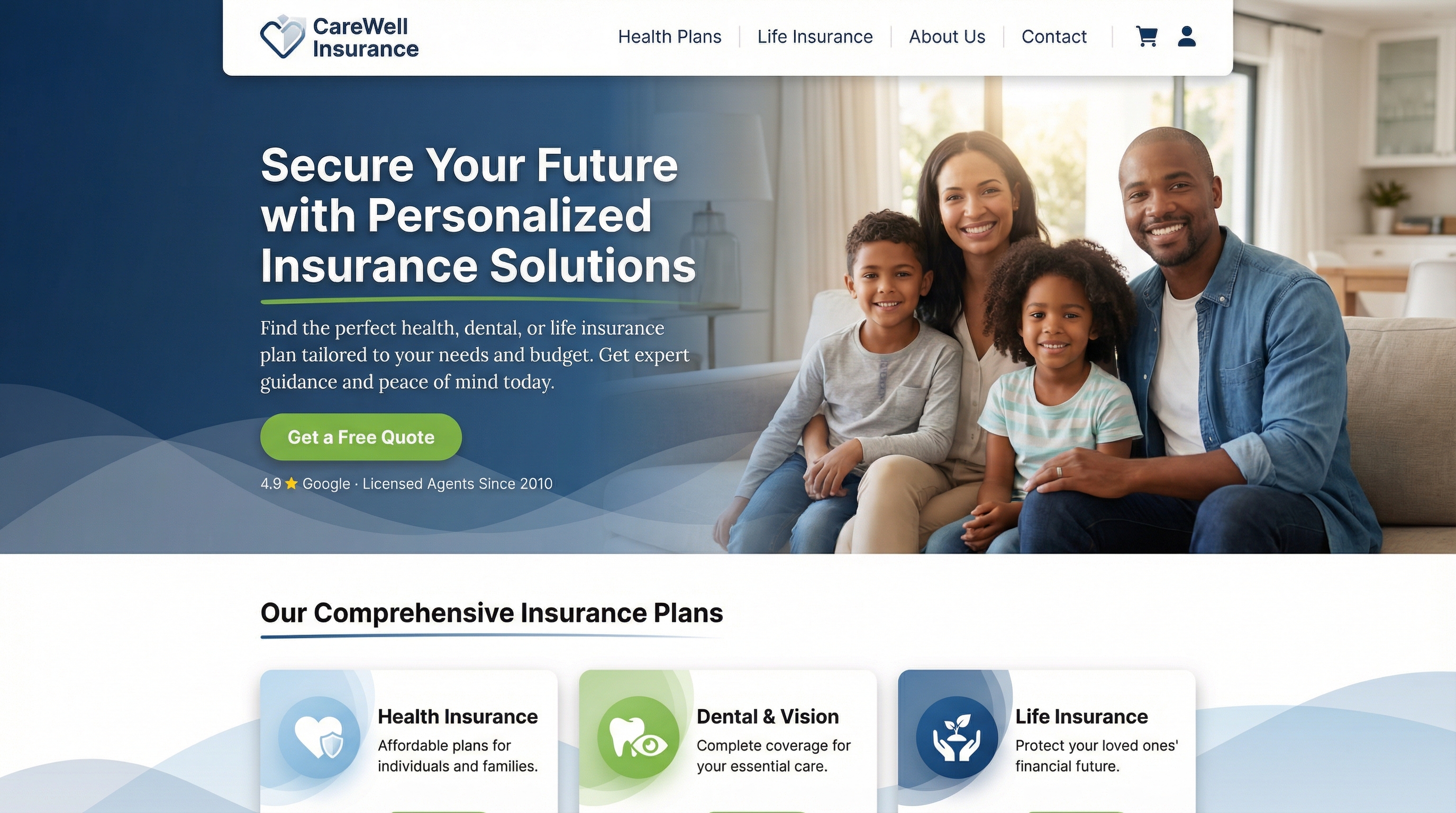 CareWell Insurance website preview