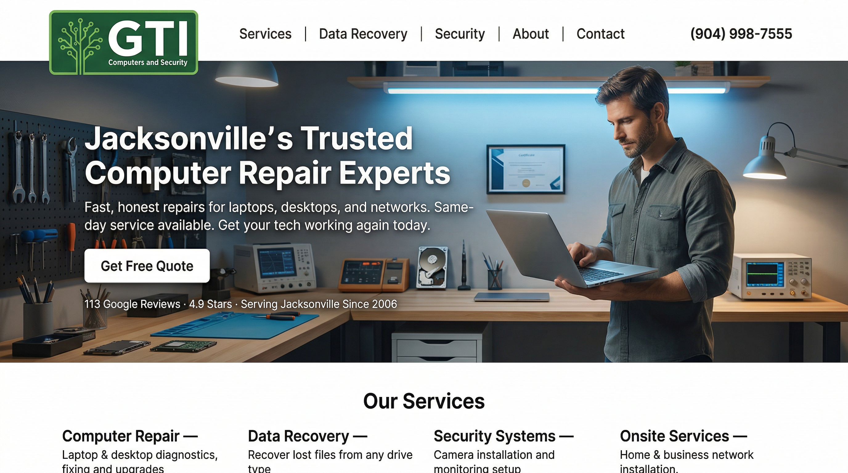 GTI Computers and Security website preview