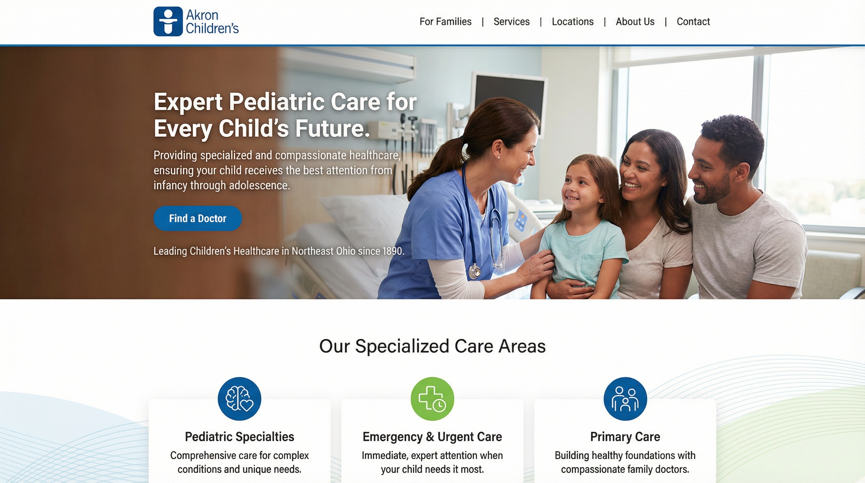 Akron Children's Specialty Care website preview