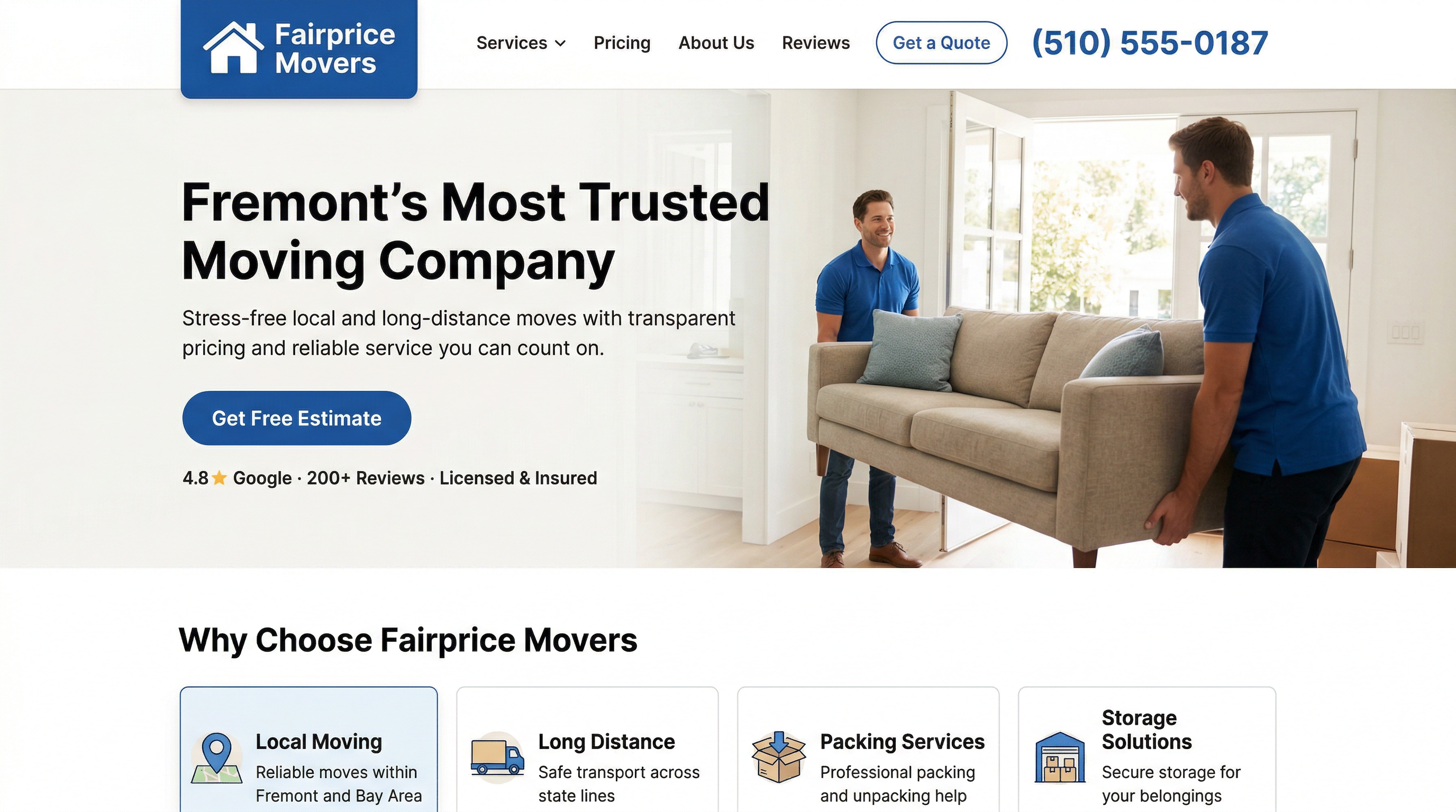 Fairprice Movers Fremont website preview