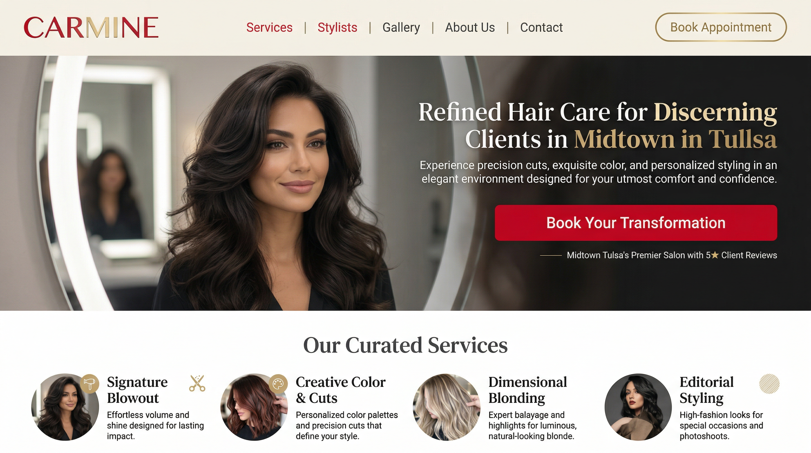 Carmine Salon website preview