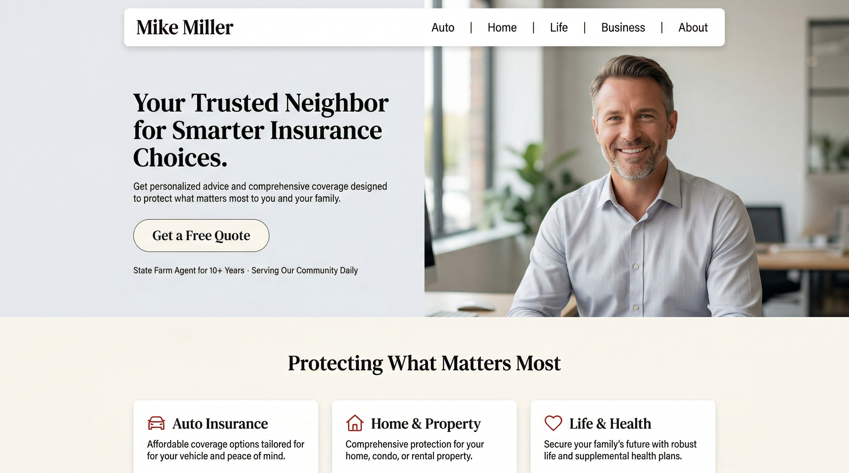 Mike Miller - State Farm Insurance Agent website preview