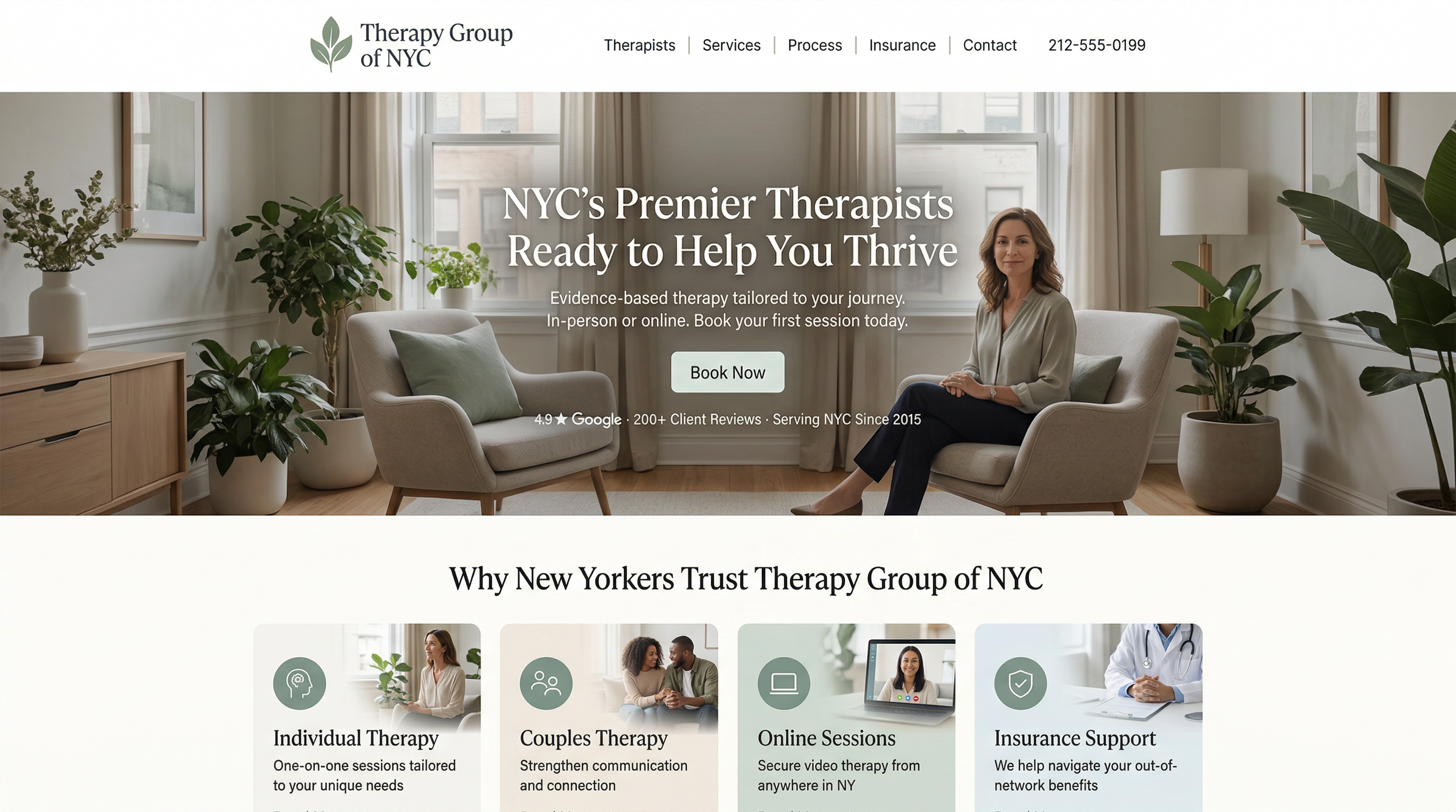 Therapy Group of NYC - In-Person and Online Therapists website preview