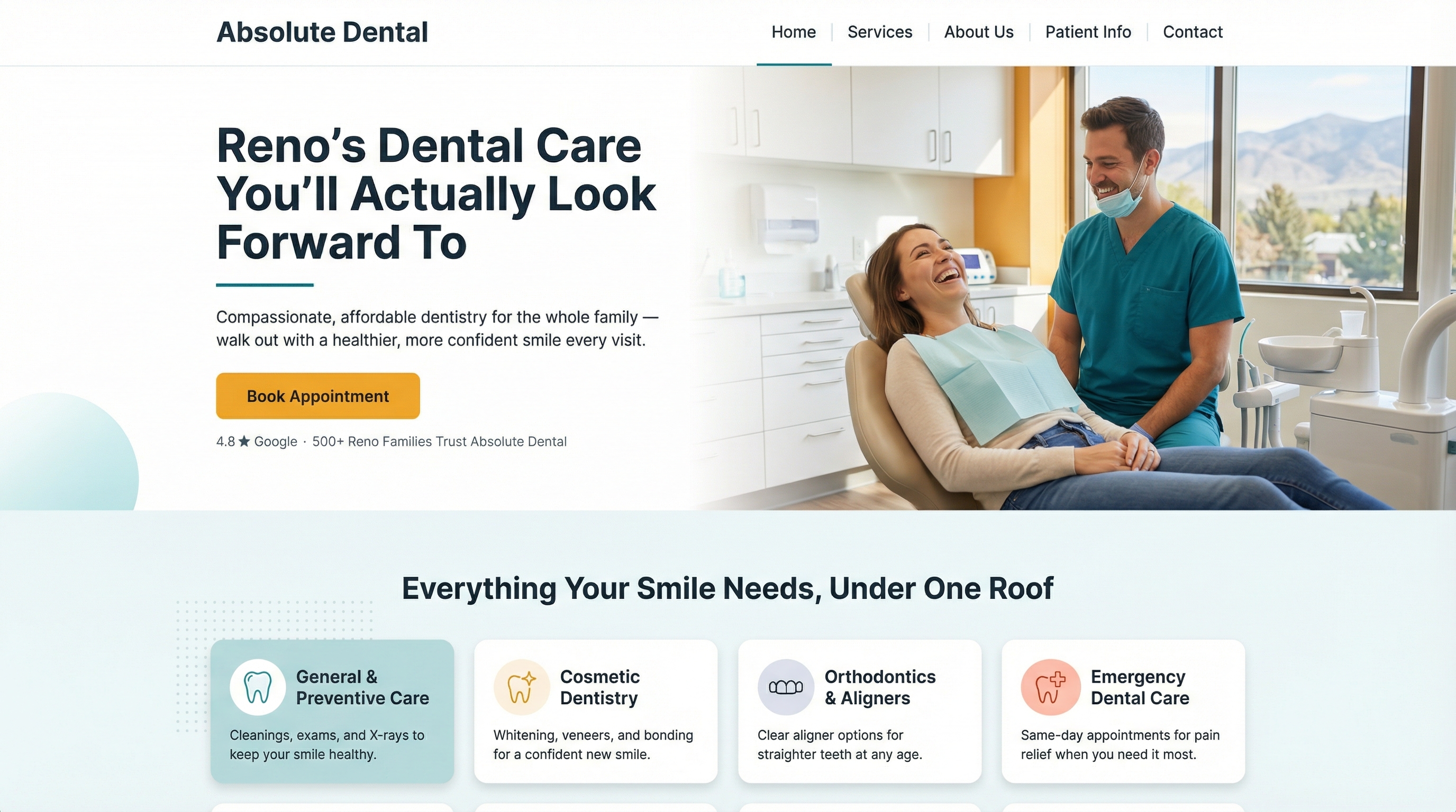 Absolute Dental - Reno website preview