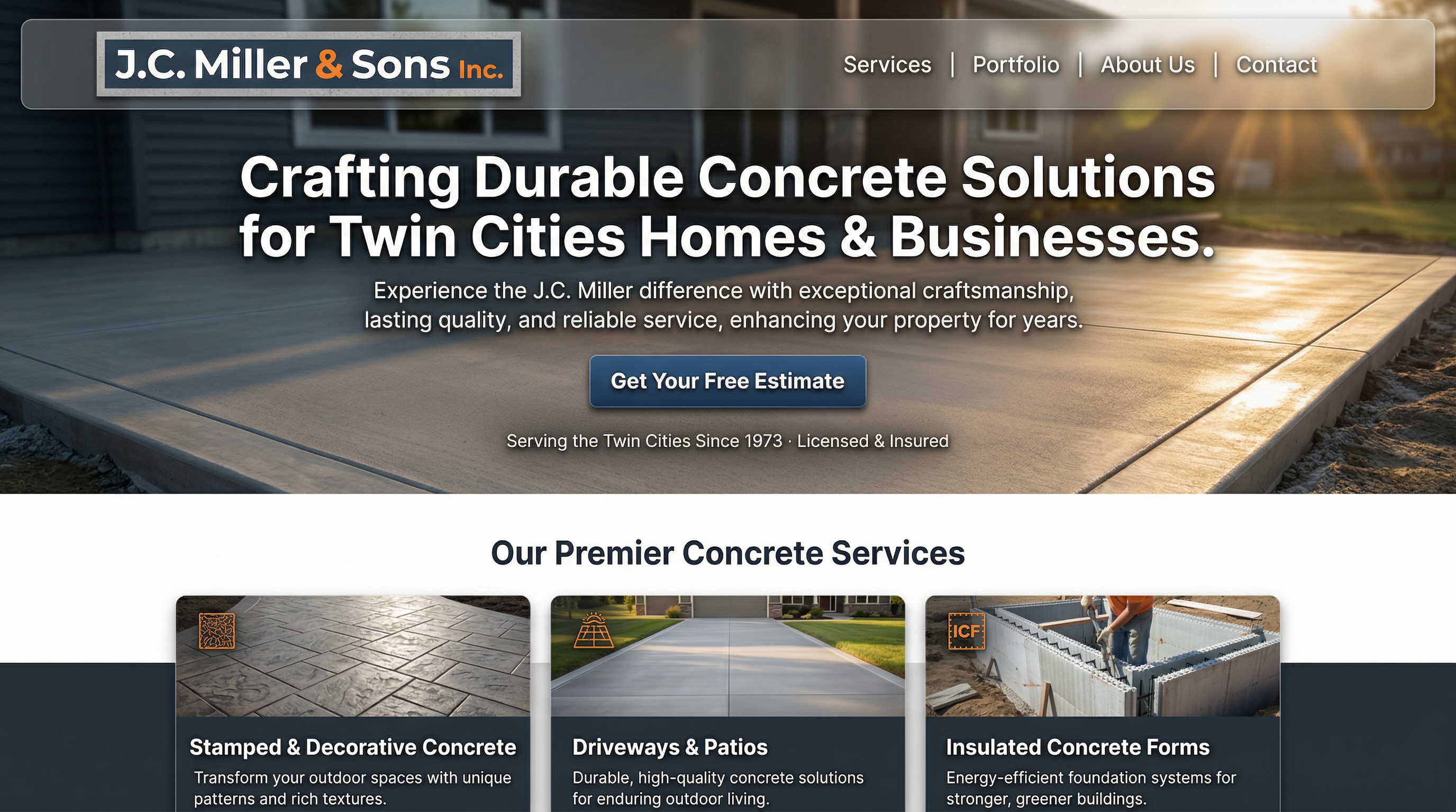 J.C. Miller & Sons Inc. website preview