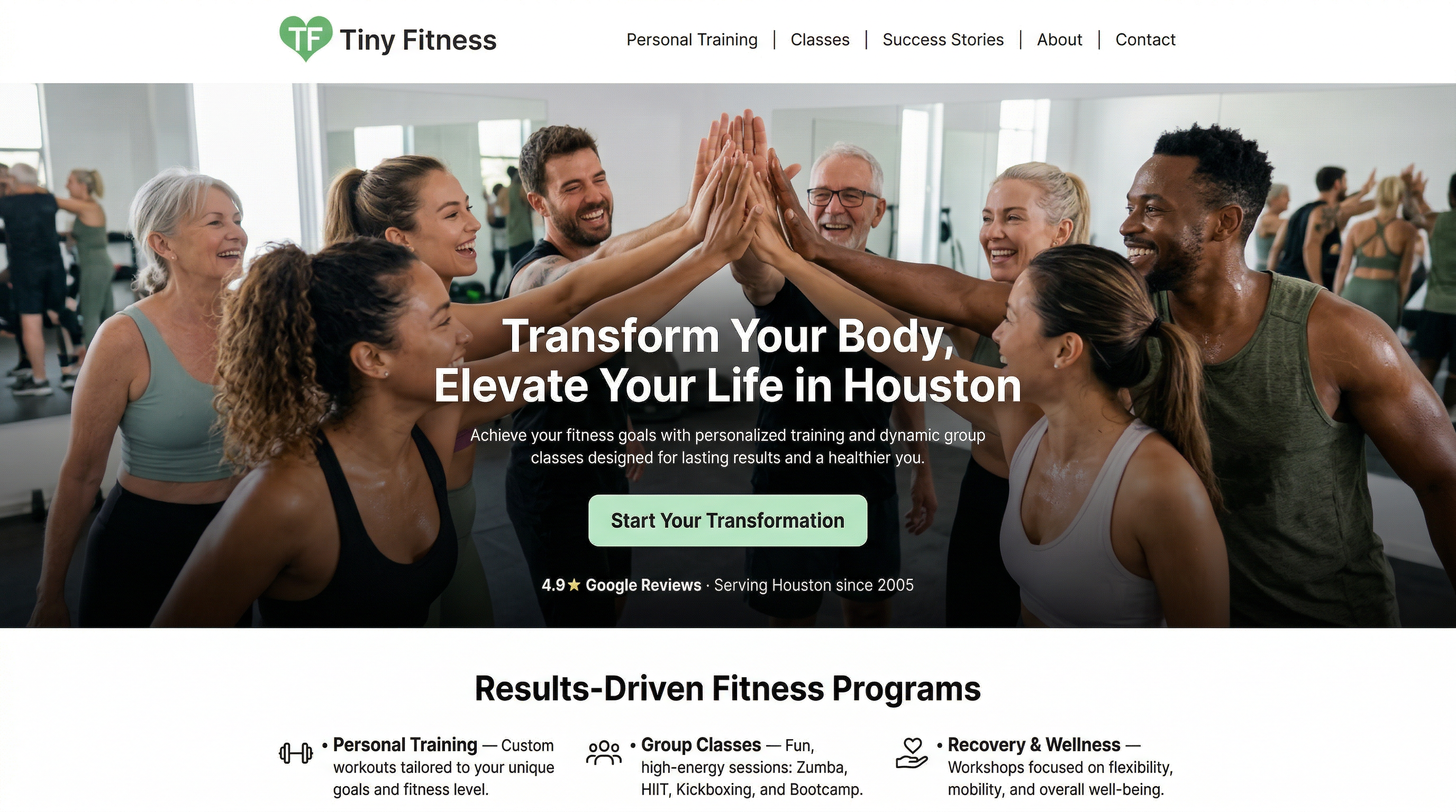 Tiny Fitness website preview
