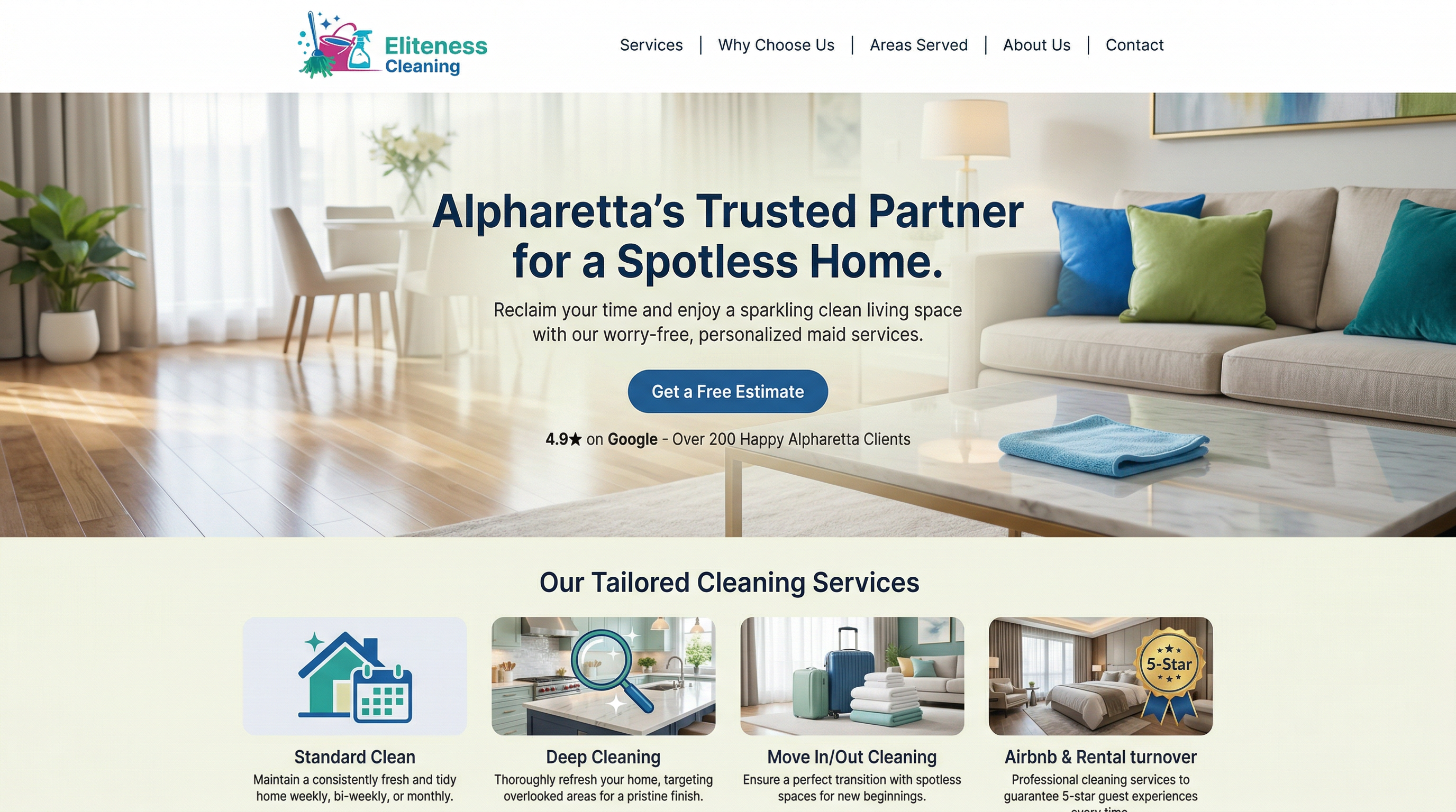 Eliteness Cleaning Maid Service of Alpharetta website preview