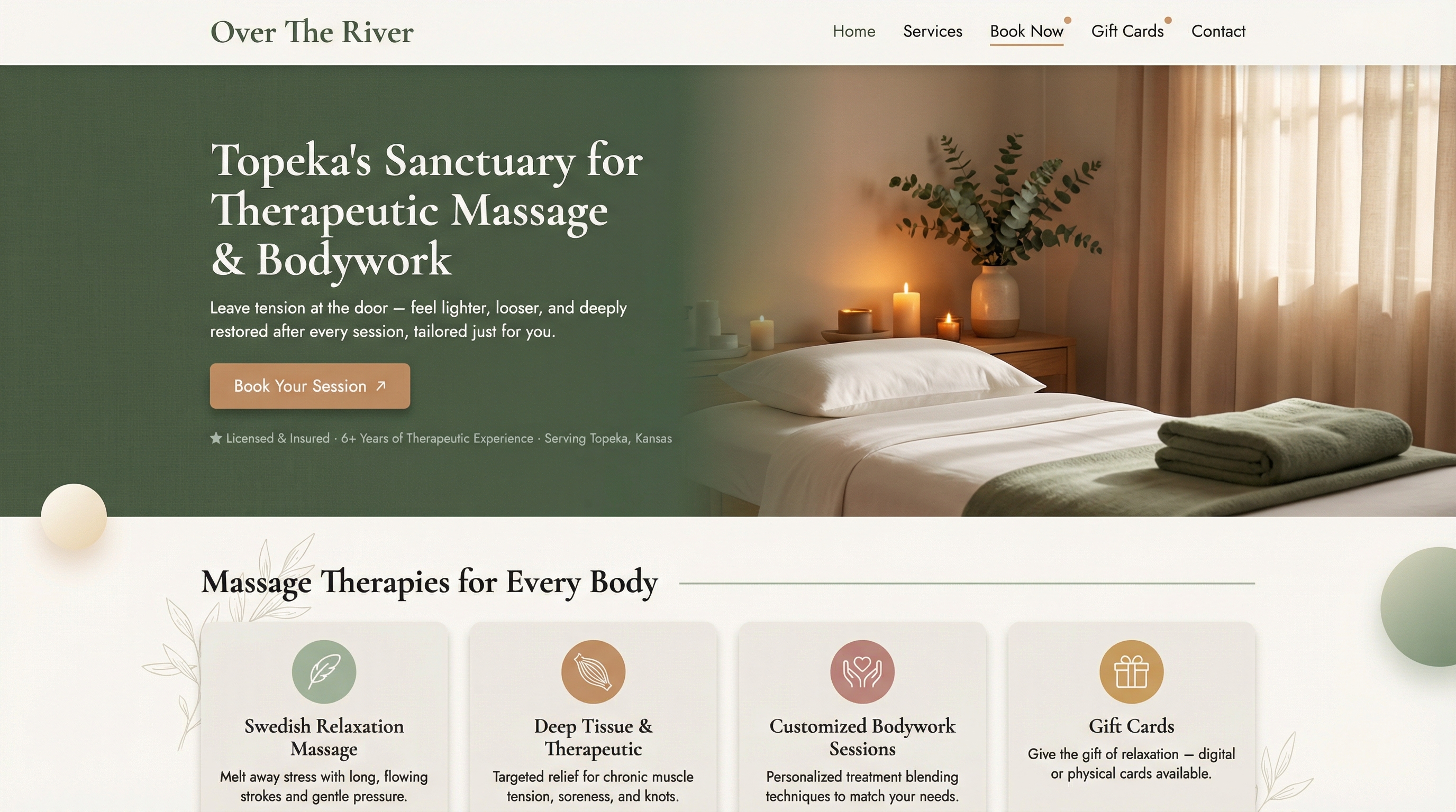Over The River Massage & Bodywork website preview