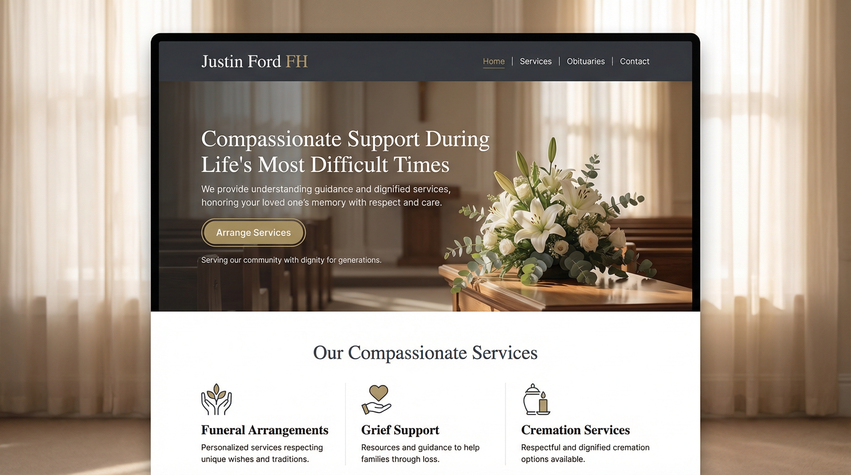 Justin Ford Funeral Home website preview