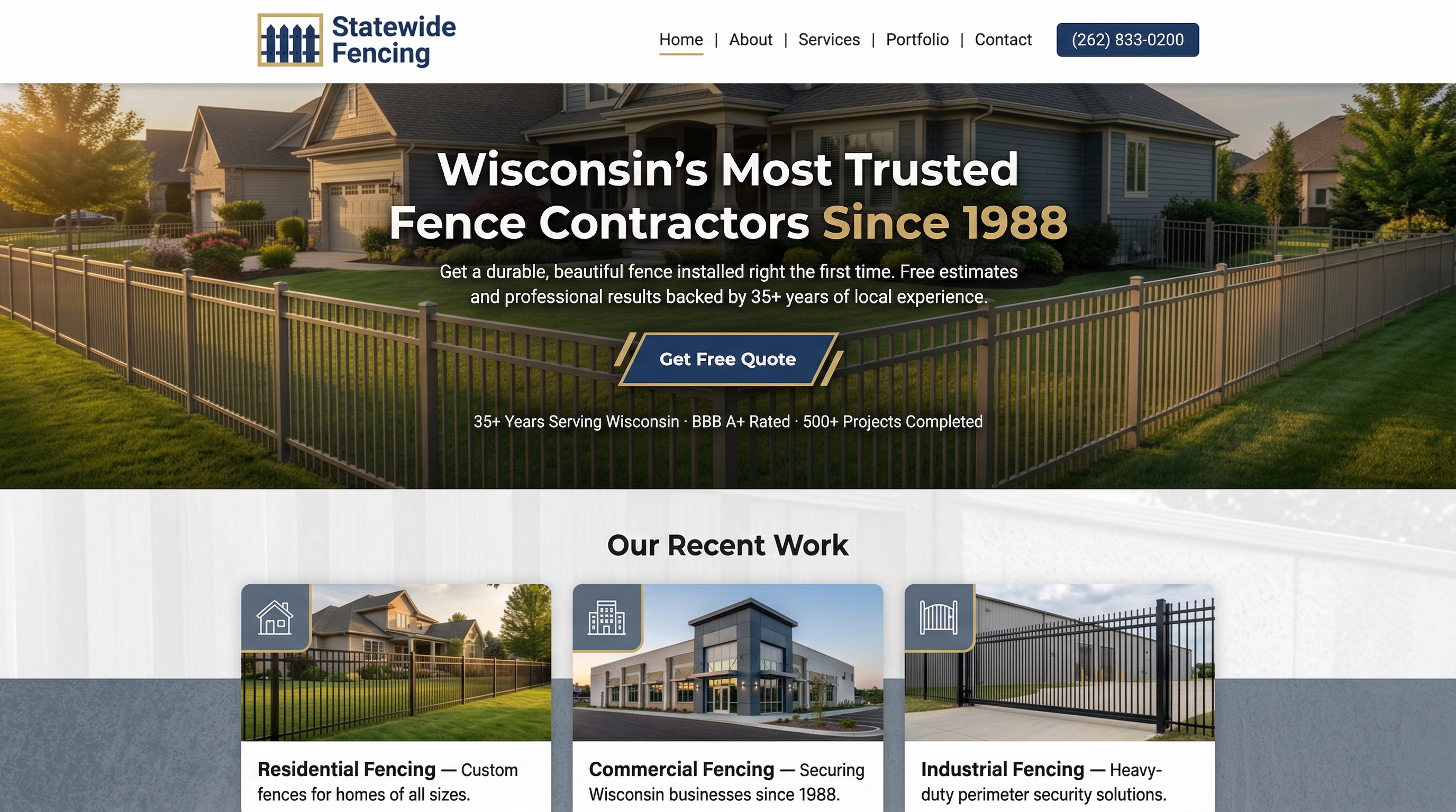 Statewide Fencing, Inc. website preview