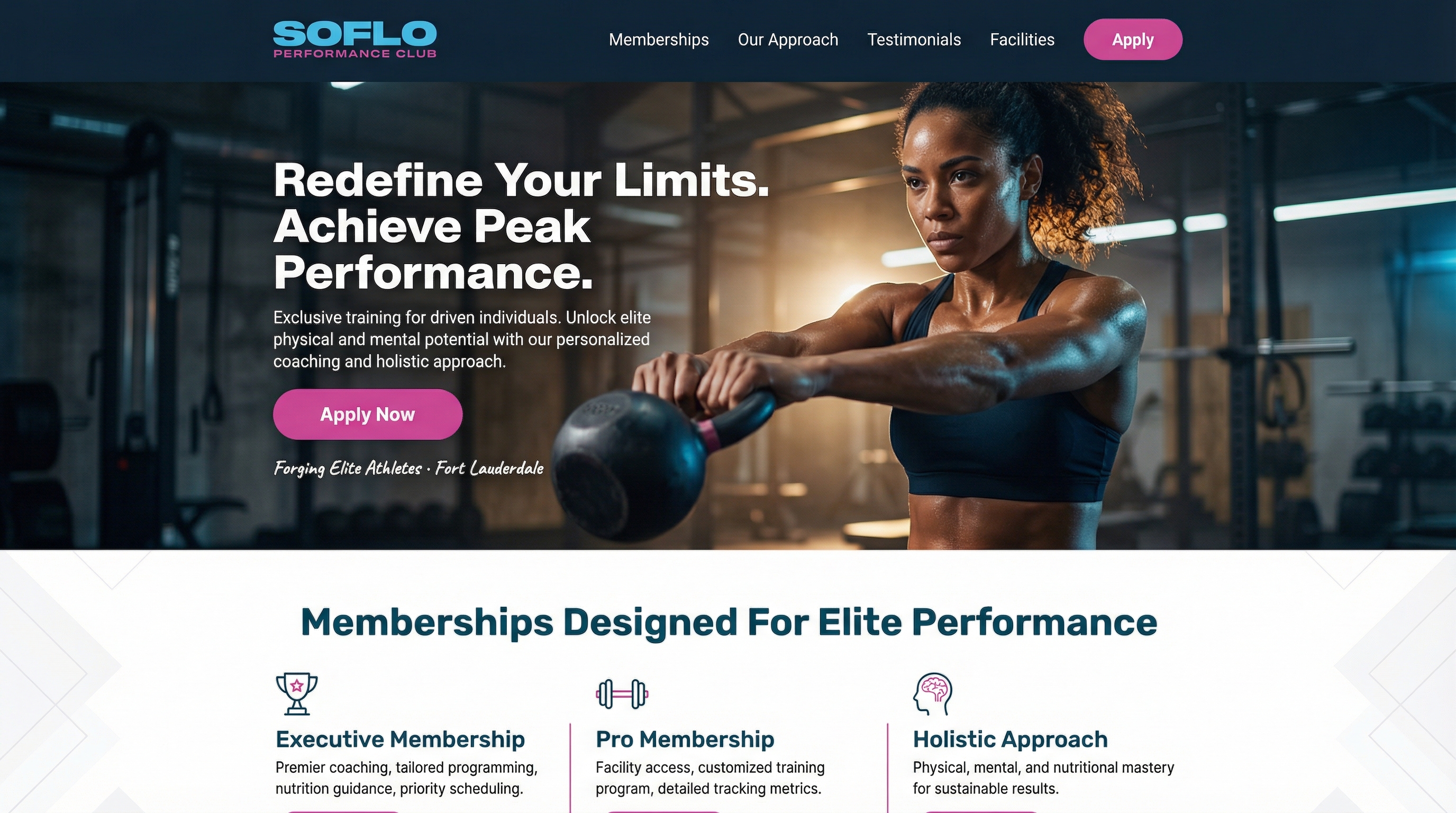 SOFLO PERFORMANCE CLUB website preview
