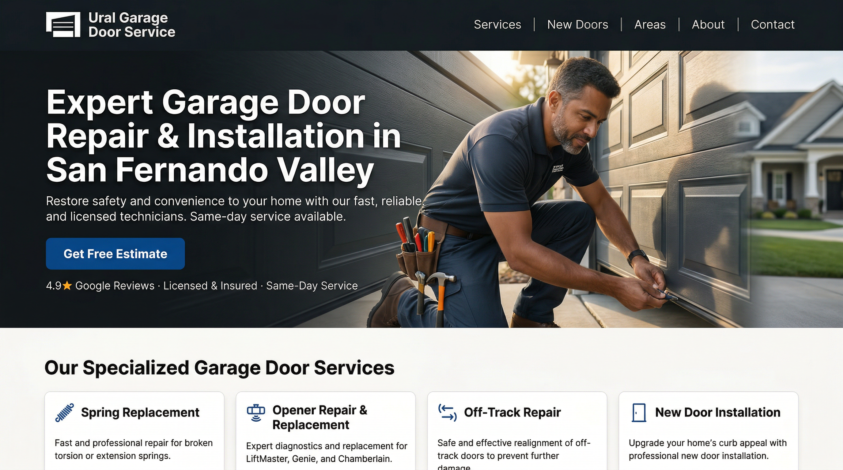Ural Garage Door Service website preview