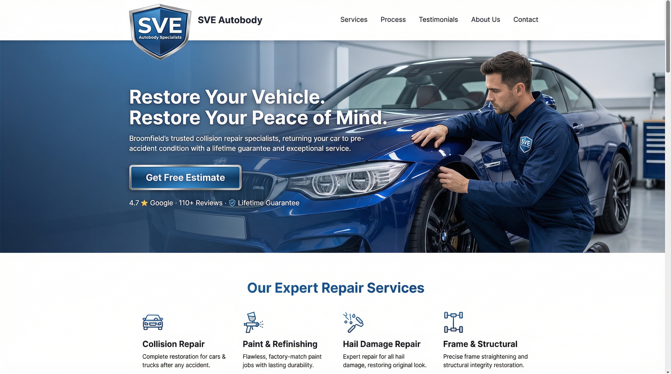 SVE Autobody Specialists website preview
