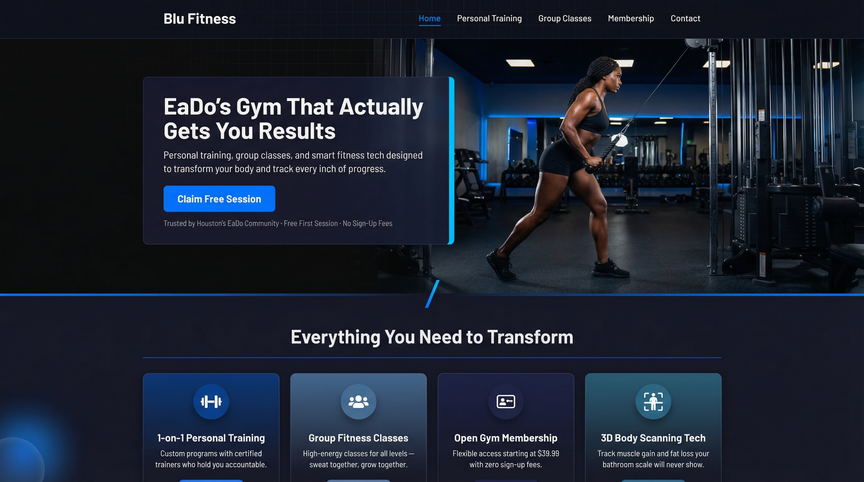 Blu Fitness website preview