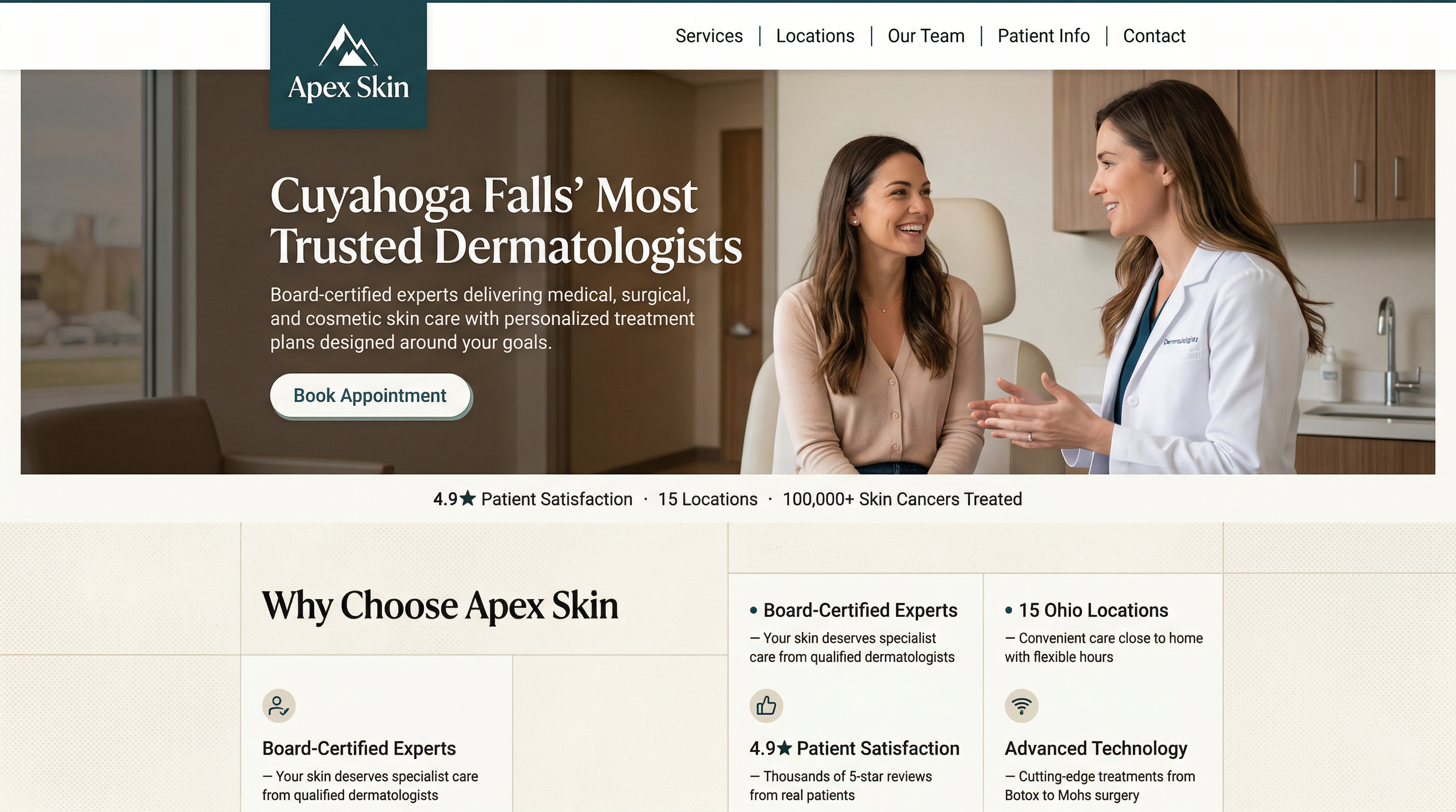 Apex Skin Cuyahoga Falls website preview