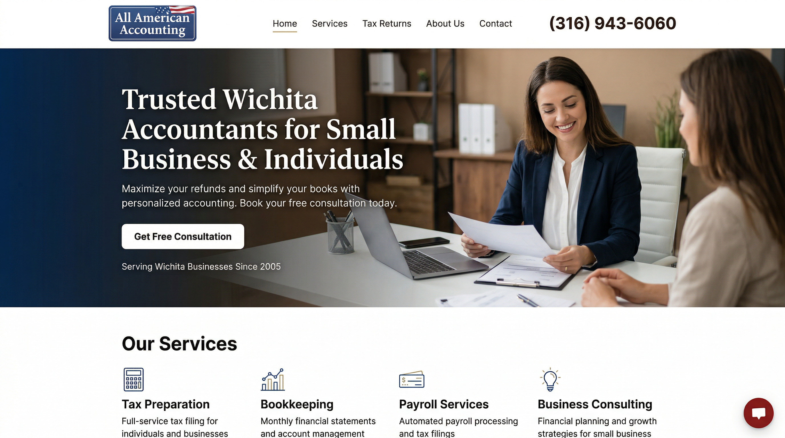 All American Accounting Wichita website preview