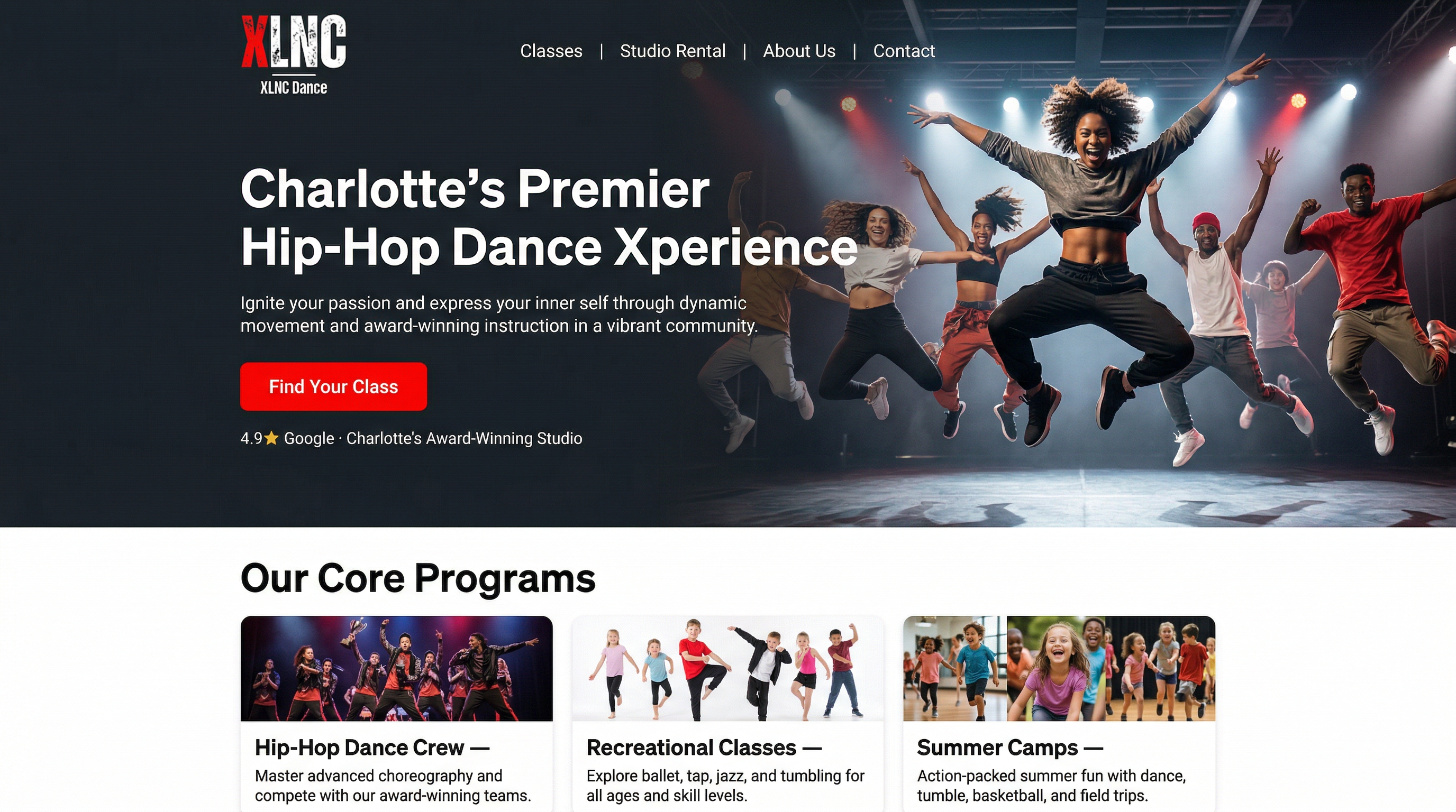 XLNC Dance Studio website preview