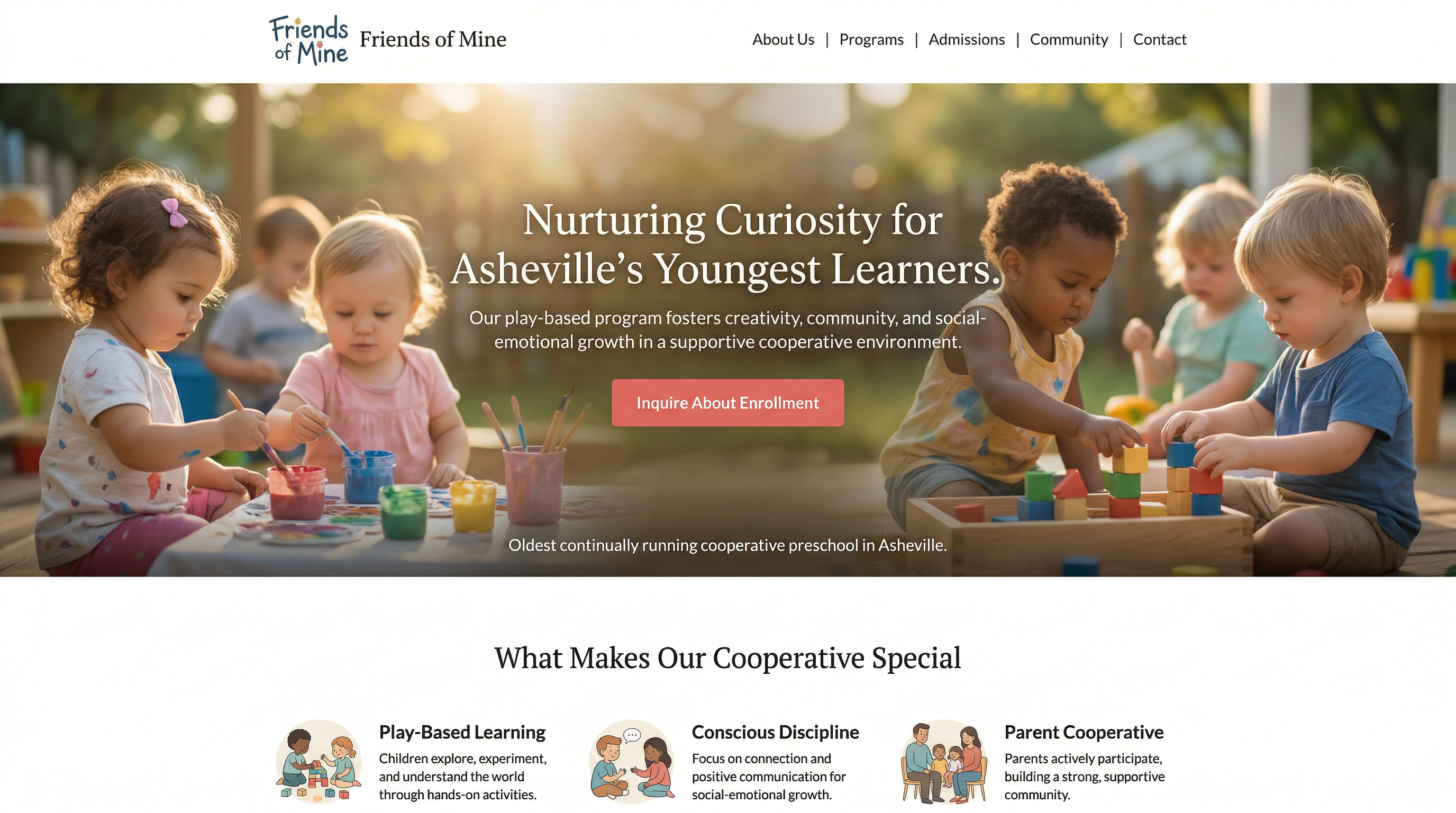 Friends of Mine Preschool website preview