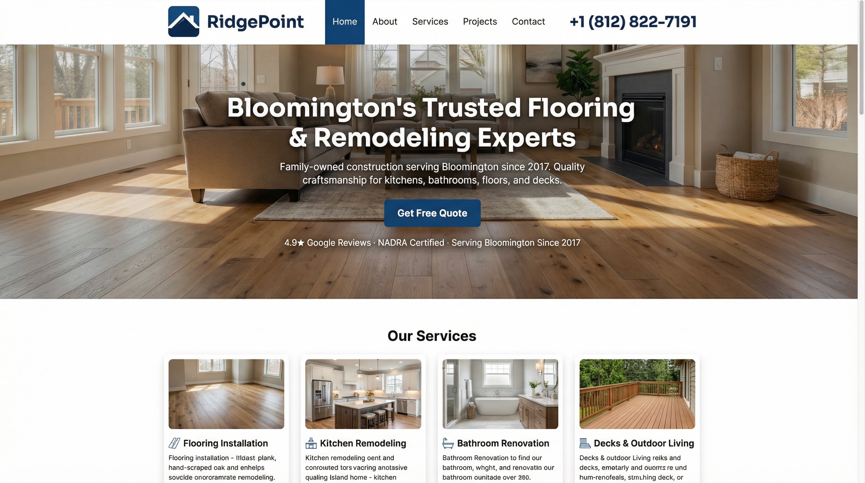 RidgePoint Construction LLC website preview