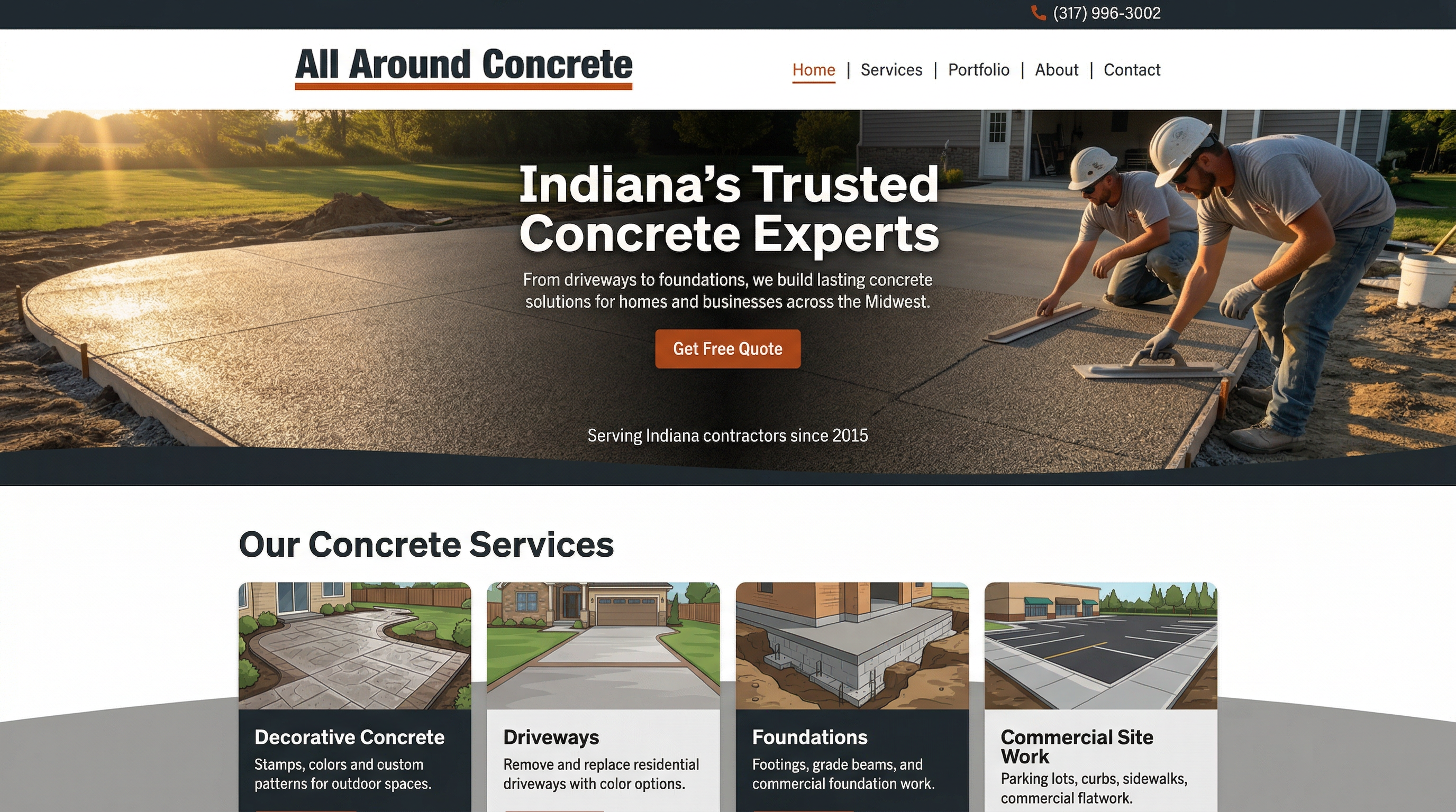 All Around Concrete LLC. website preview