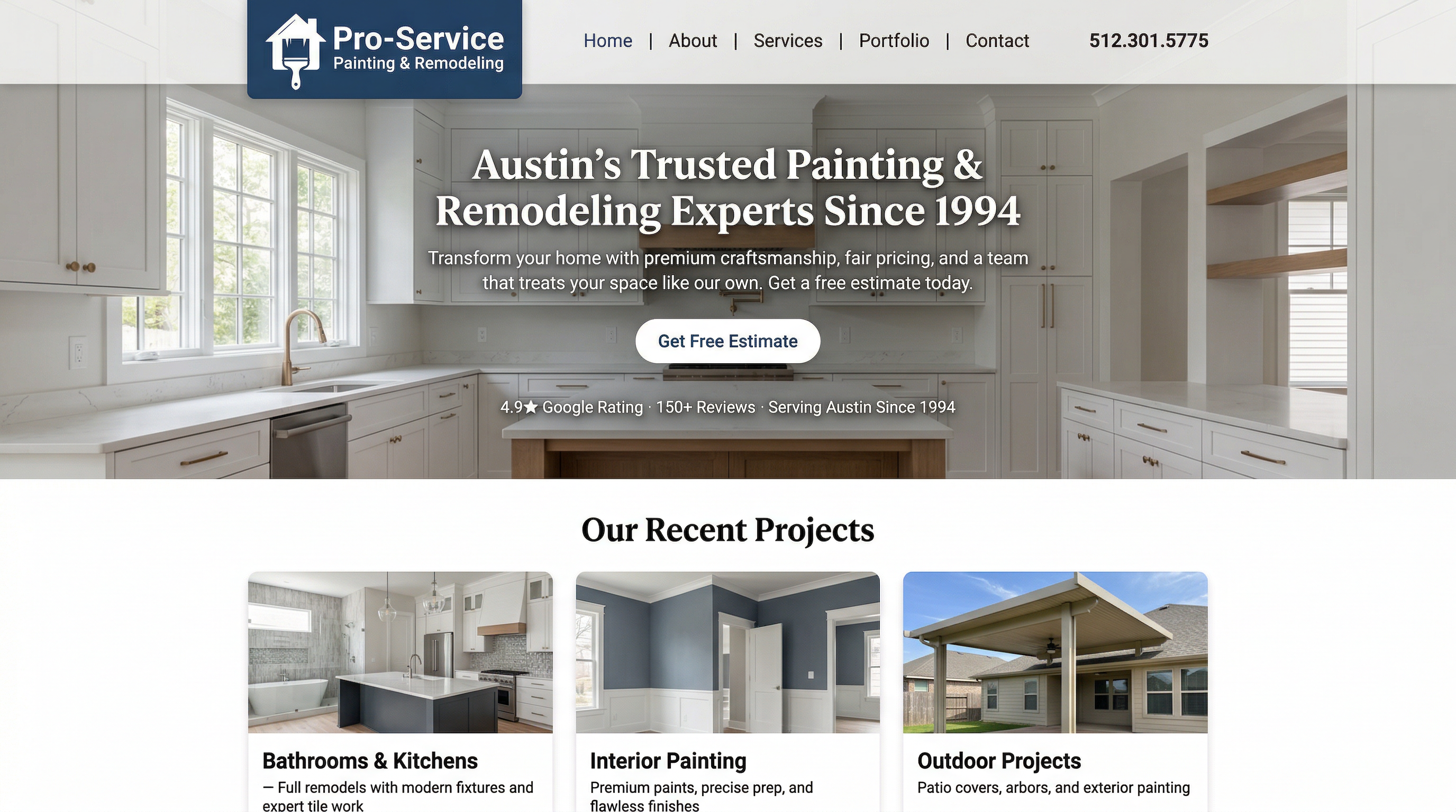 Pro-Service Painting and Remodeling website preview