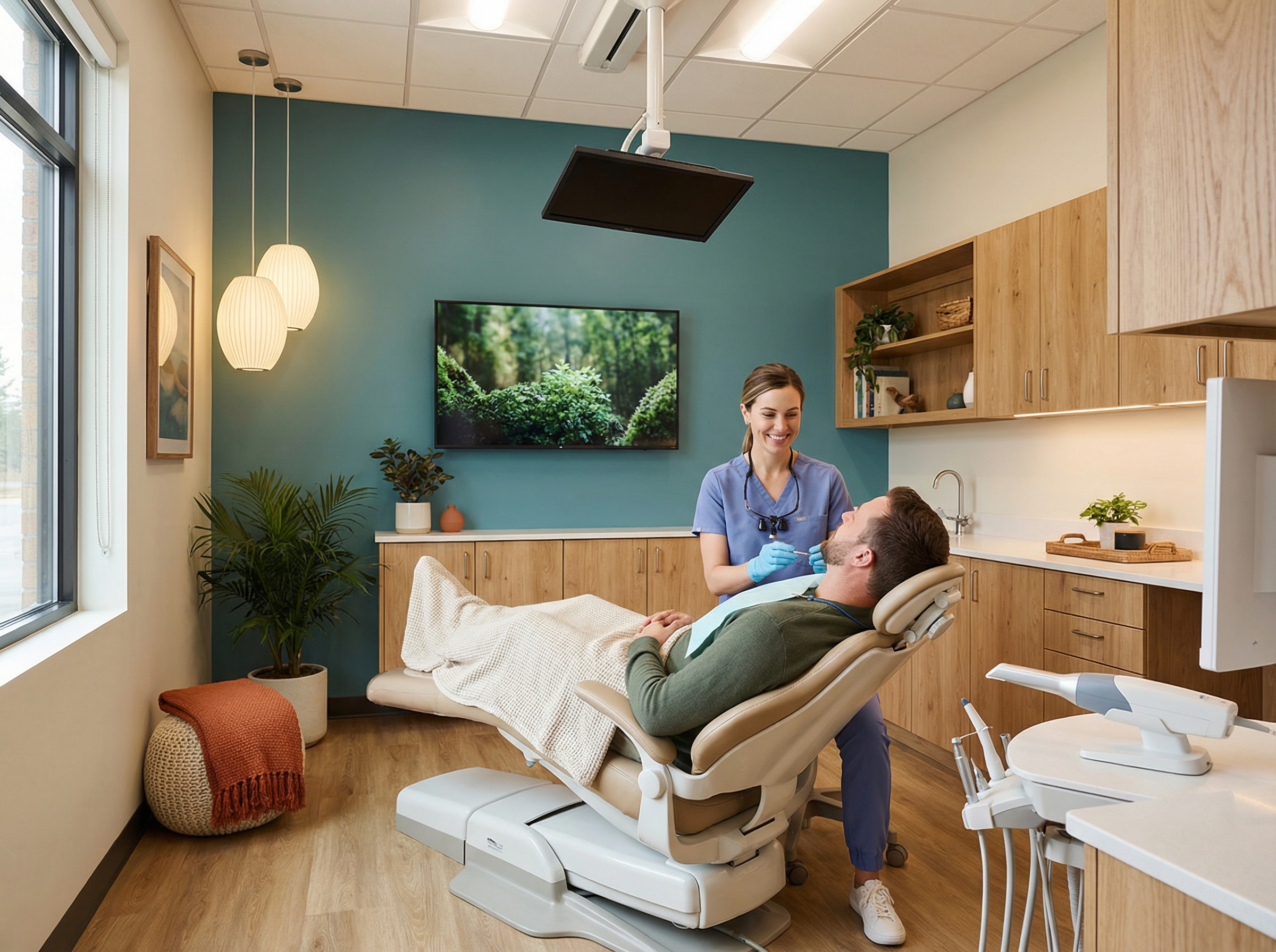 Dentist providing gentle care to a relaxed patient at A Dentistry, Reno NV